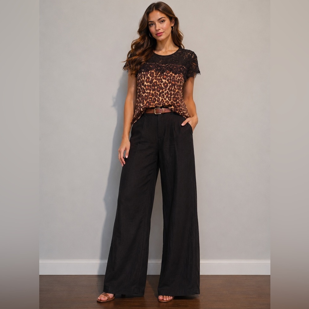 Ann Taylor Lace And Leopard Knit Top